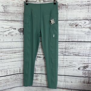 NWT Free People High-rise 7/8 Pink Promise Scalloped Pocket Leggings Green XS